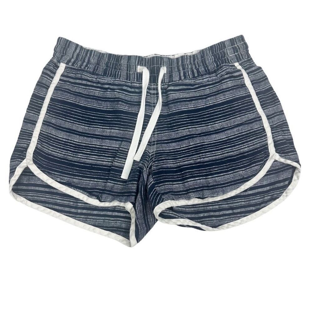 Athleta Size 4 Sandbar Navy Striped Linen 3.5" Shortie Shorts